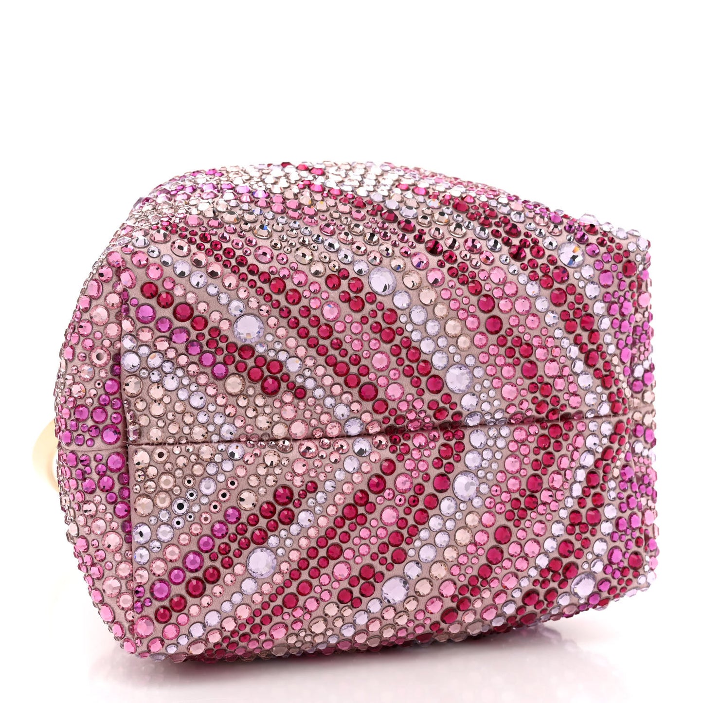 Satin Wave Degrade Hotfix Crystal Embellished Bon Bon Bucket Bag Pink Mix