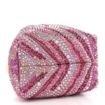 Jimmy Choo Satin Wave Degrade Hotfix Crystal Embellished Bon Bon Bucket Bag Pink Mix 4 of 9