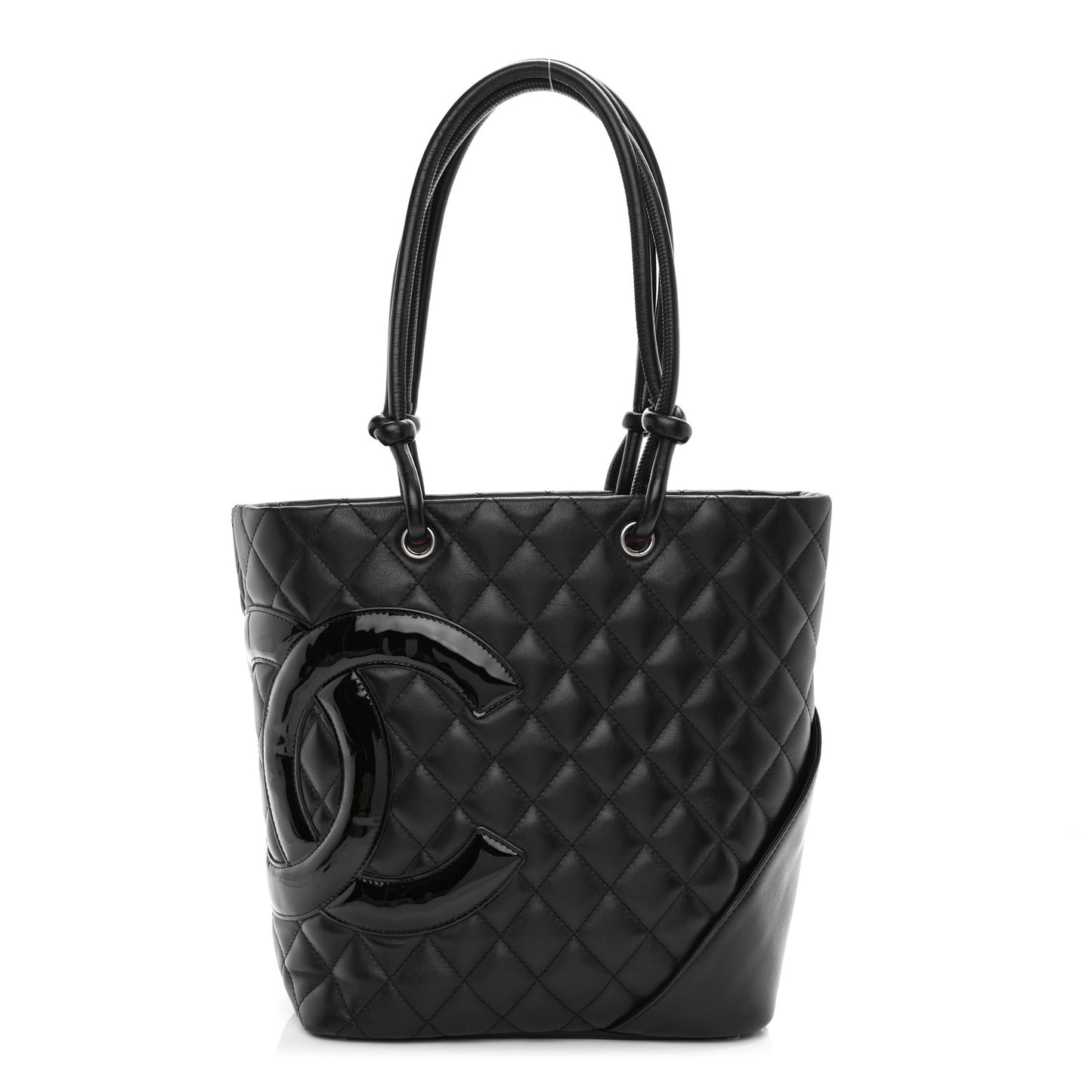Calfskin Quilted Medium Cambon Tote Black