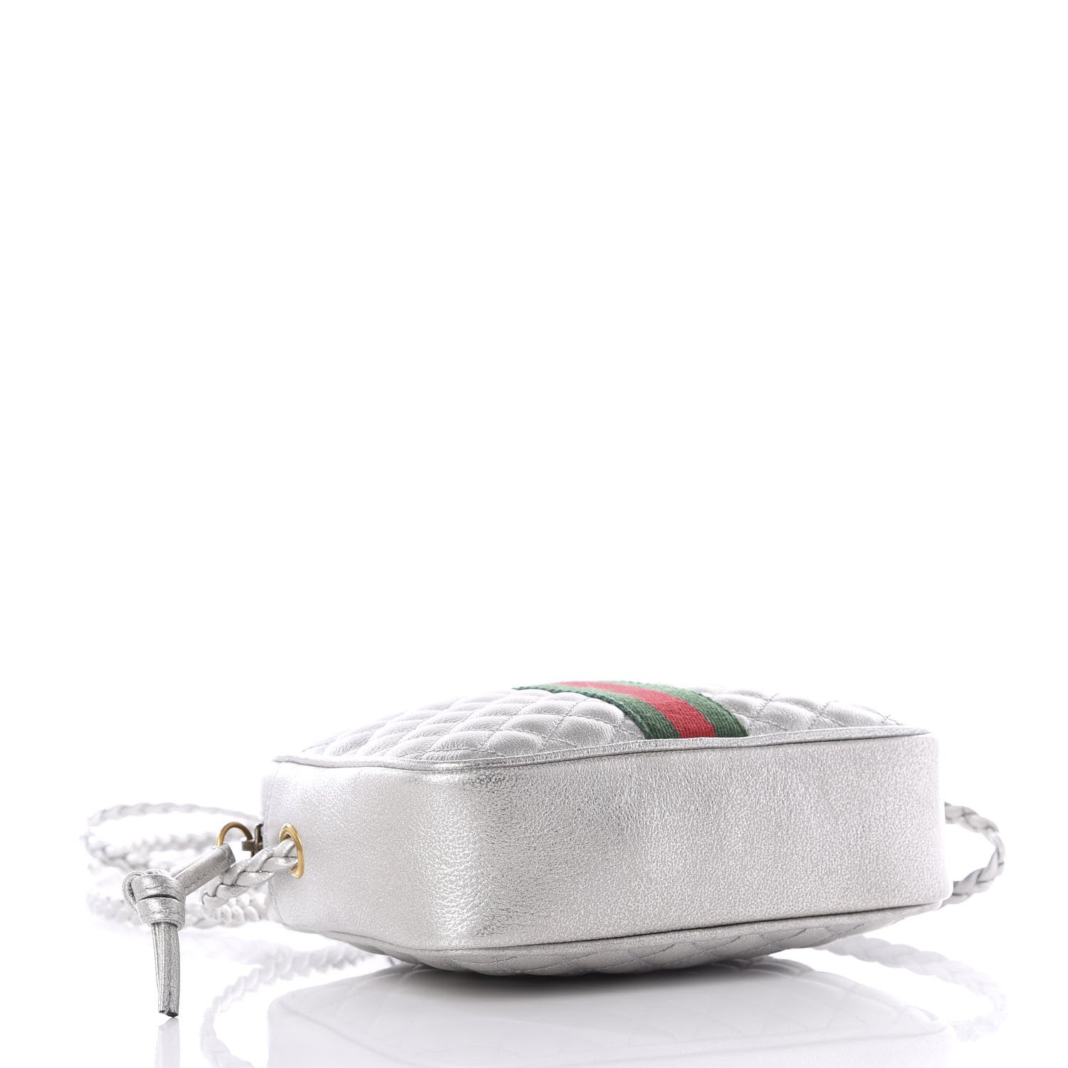 Gucci Laminated Nappa Web Trapuntata Mini GG Shoulder Bag Argento 7 of 10