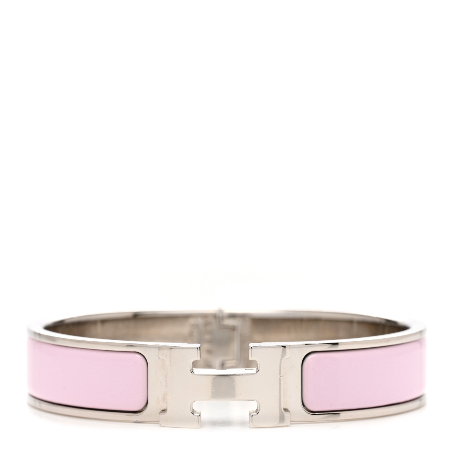 Hermes Enamel Narrow Clic Clac H Bracelet PM Rose Dragee 1 of 5