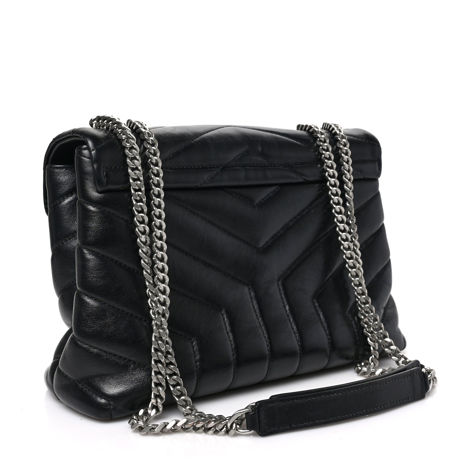 Saint Laurent Calfskin Y Quilted Monogram Small Loulou Chain Satchel Black 3 of 8