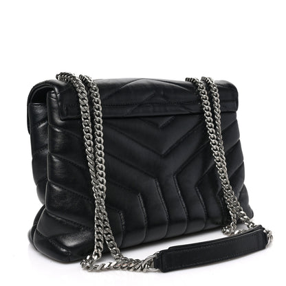 Saint Laurent Calfskin Y Quilted Monogram Small Loulou Chain Satchel Black 3 of 8