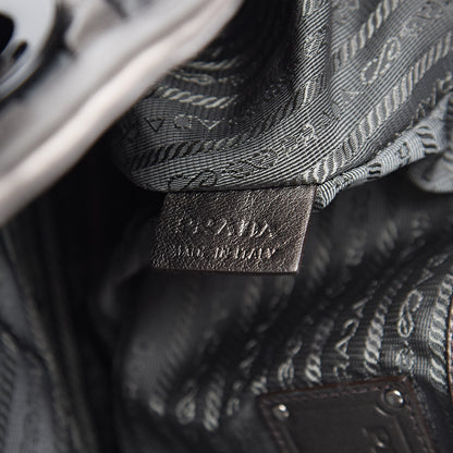 Prada Metallic Nappa Tessuto Nylon Mordore Stripes Tote Grey 7 of 10