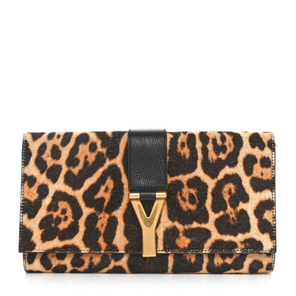 Saint Laurent Pony Hair Leopard Print Y Ligne Clutch 1 of 11