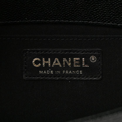 Chanel Caviar Chevron Quilted Medium Boy Flap Black 6 of 12