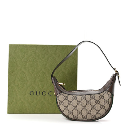 Gucci GG Supreme Monogram Textured Calfskin Web Mini Ophidia Half Moon Hobo Beige Ebony New Acero Beige Ebony New Acero 12 of 12