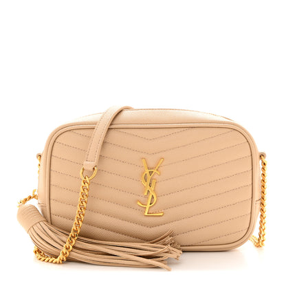 Saint Laurent Grain De Poudre Matelasse Monogram Mini Lou Camera Bag Dark Beige 1 of 10