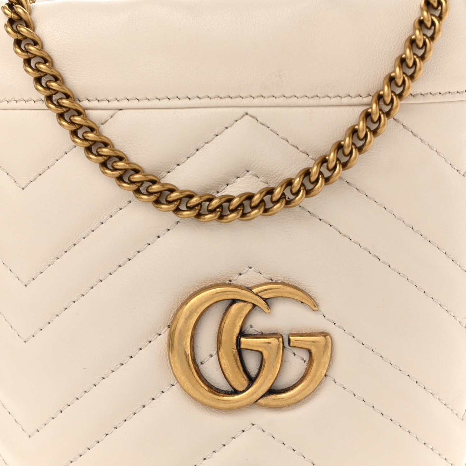 Gucci Calfskin Matelasse Mini GG Marmont 2.0 Bucket Bag White 8 of 11