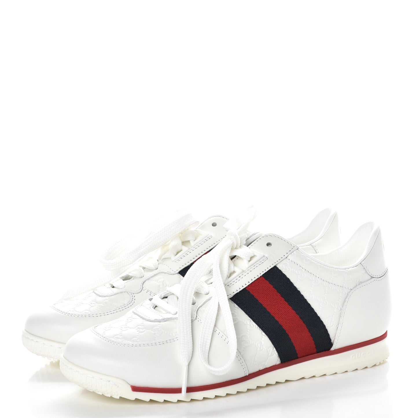 Guccissima Calfskin Web Mens Sneakers 36 White