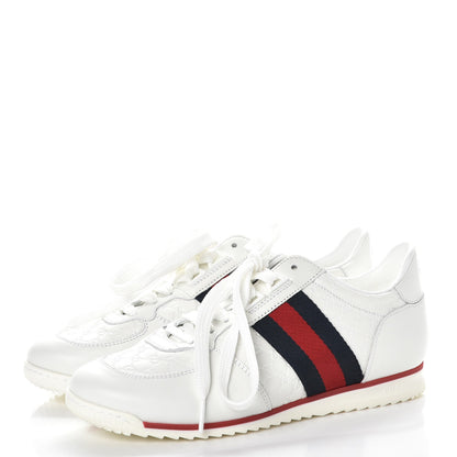 Gucci Guccissima Calfskin Web Mens Sneakers 36 White 3 of 9