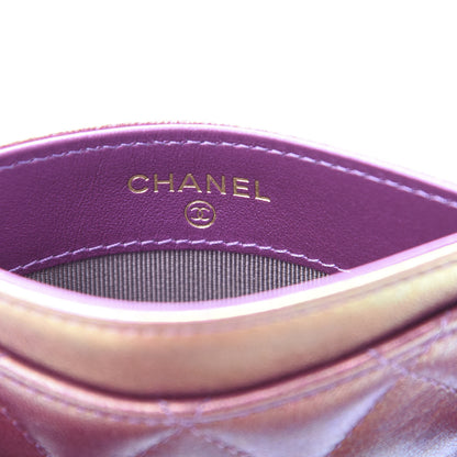 Chanel Metallic Lambskin Quilted Card Holder Purple 6 of 9