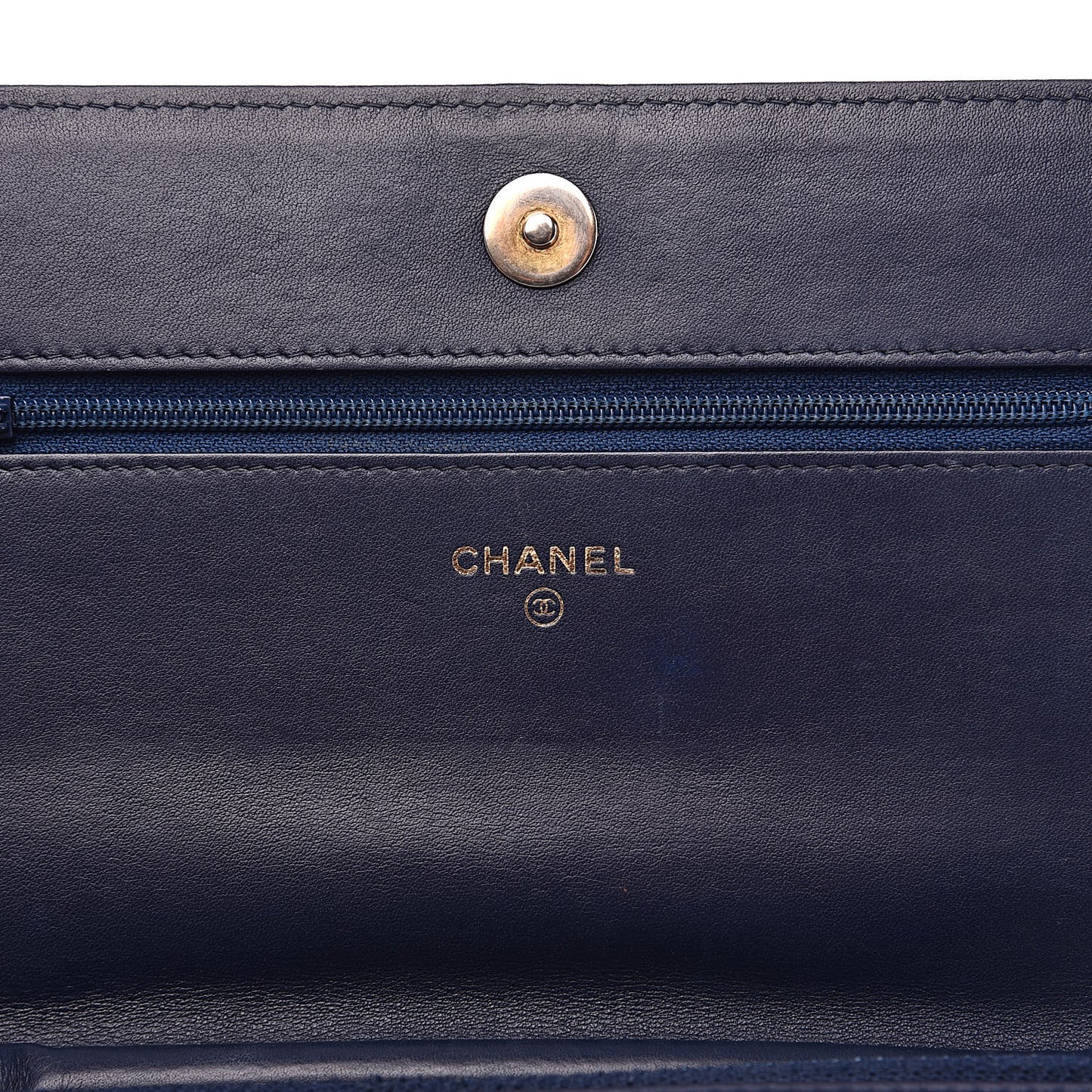Lambskin Quilted Boy Wallet On Chain WOC Navy Blue