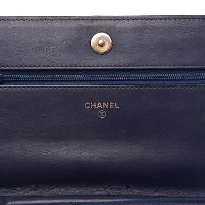 Chanel Lambskin Quilted Boy Wallet On Chain WOC Navy Blue 6 of 14
