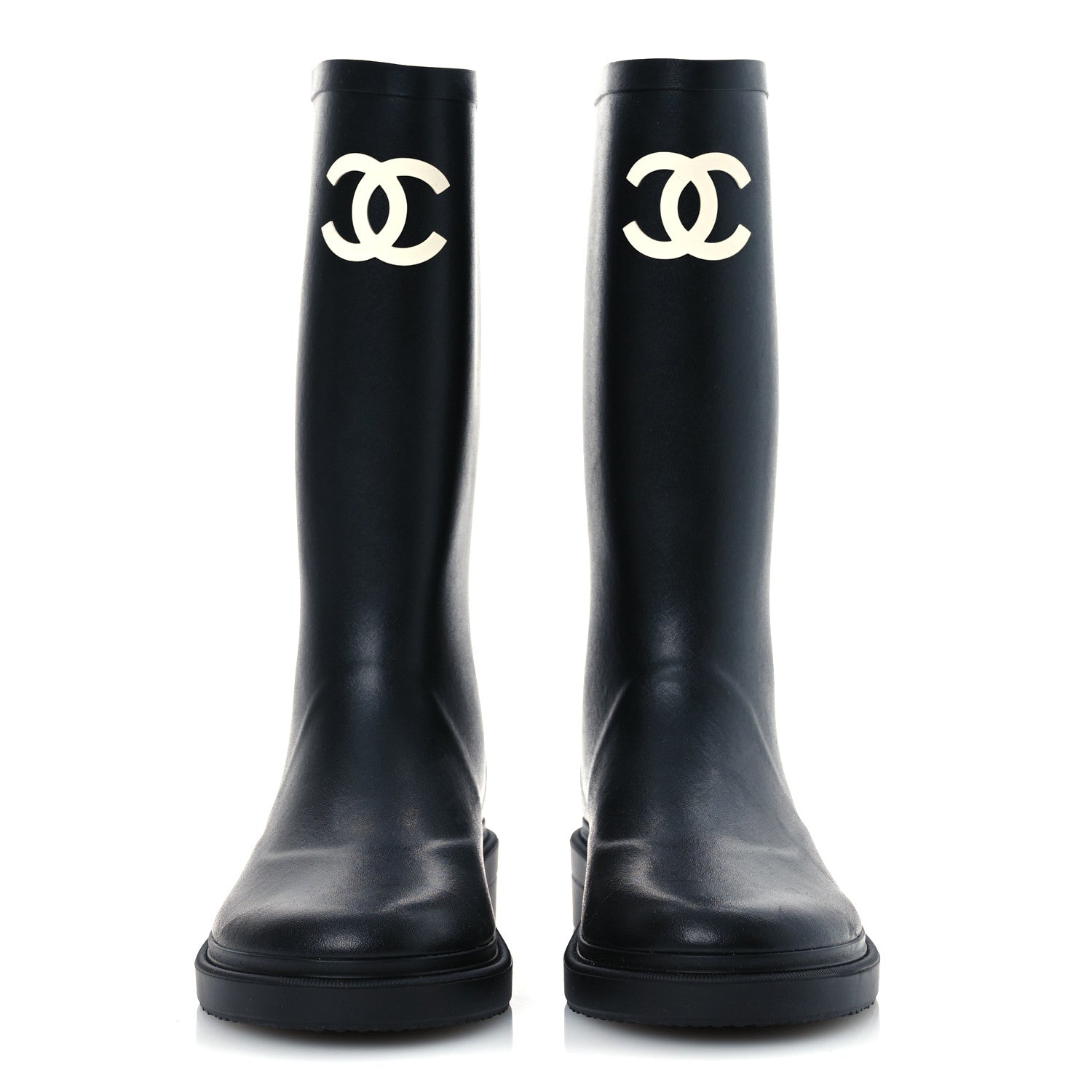 Chanel Caoutchouk CC High Boots 37 Black 3 of 11