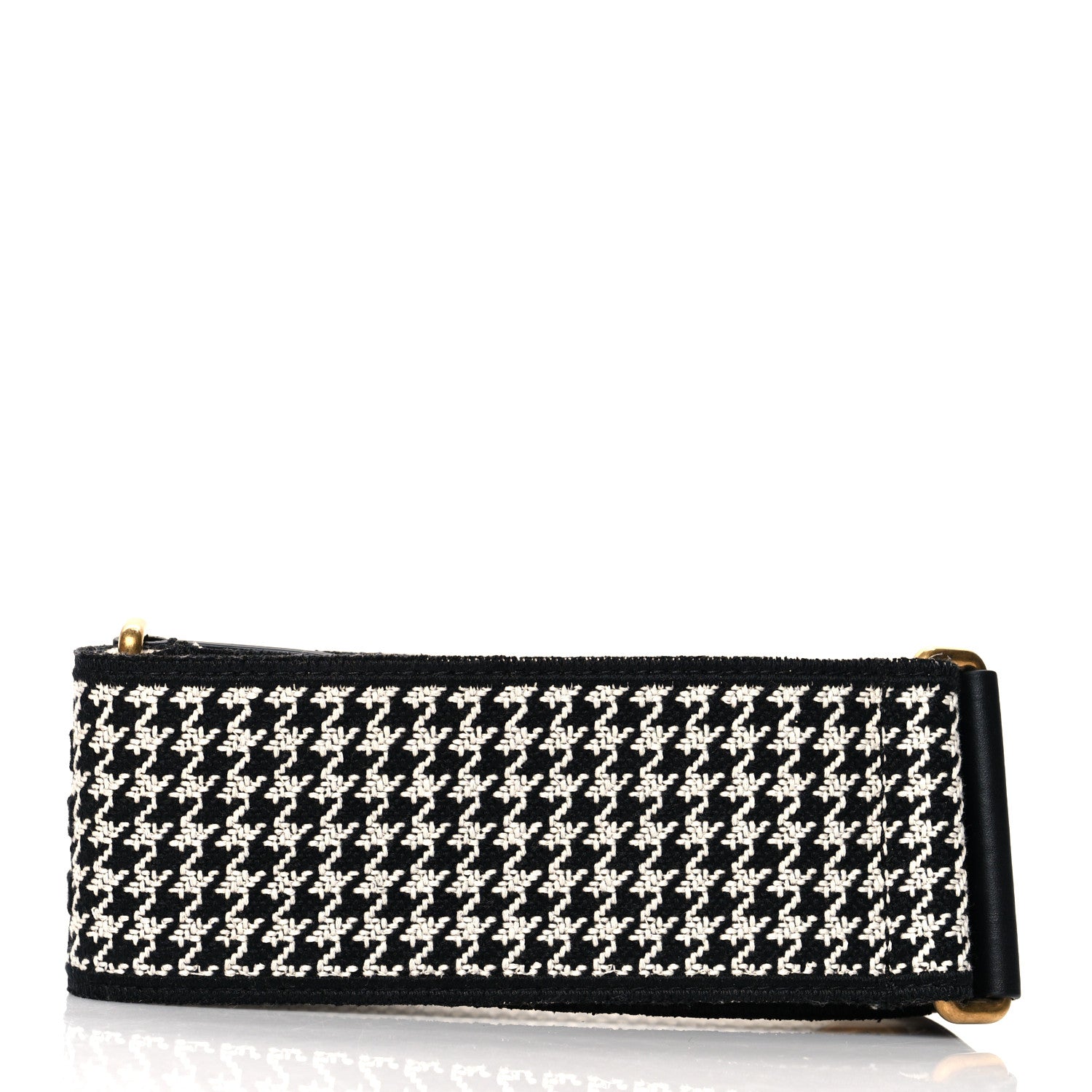 Christian Dior Canvas Houndstooth Embroidered 30 Montaigne Shoulder Strap Black White 2 of 4