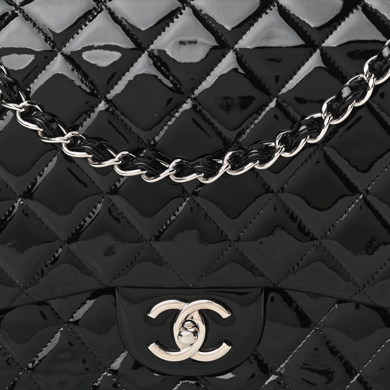 Chanel Patent Quilted Maxi Double Flap Black 8 of 12
