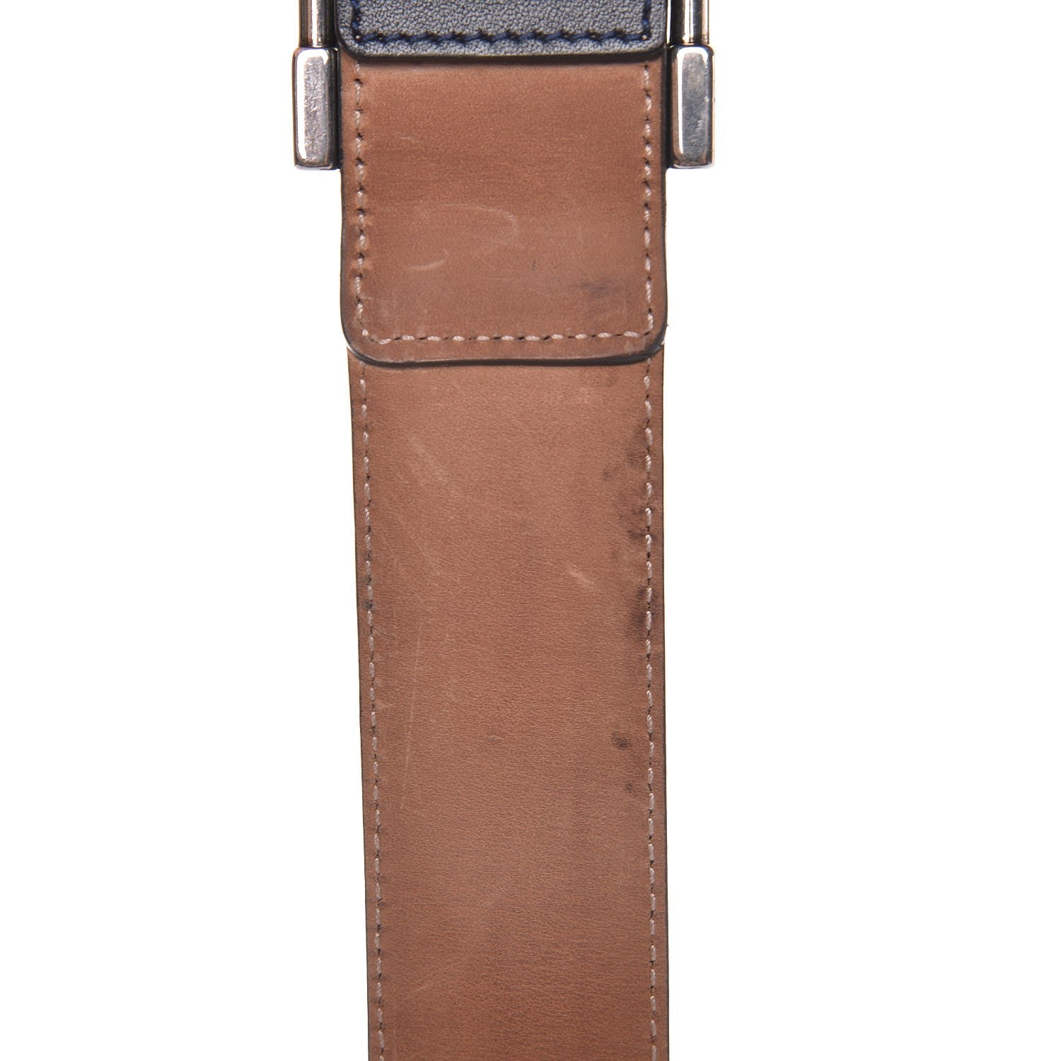 Gucci GG Supremem Monogram Selleria Calfskin Square Spur 40mm Belt 80 32 Beige Blue 4 of 11