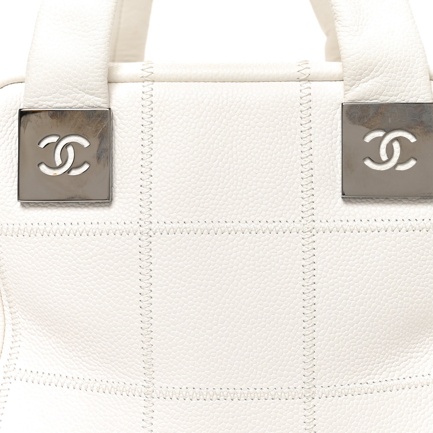 Caviar Square Stitched Bowler White