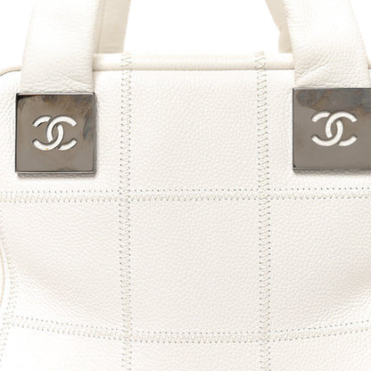 Chanel Caviar Square Stitched Bowler White 7 of 10