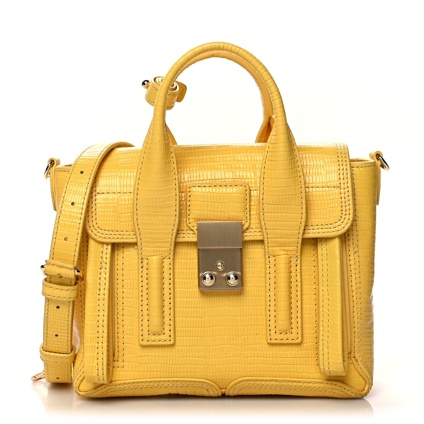 Lizard Embossed Calfskin Mini Pashli Satchel Sunshine