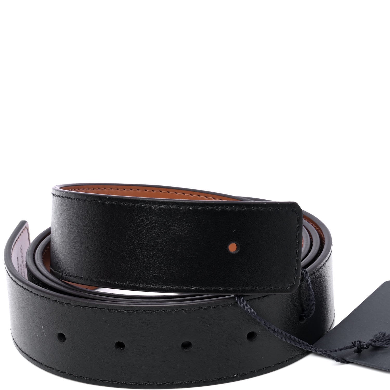 Louis Vuitton Calfskin Taurillon Reversible Belt Strap 110 44 Black Cognac 3 of 4