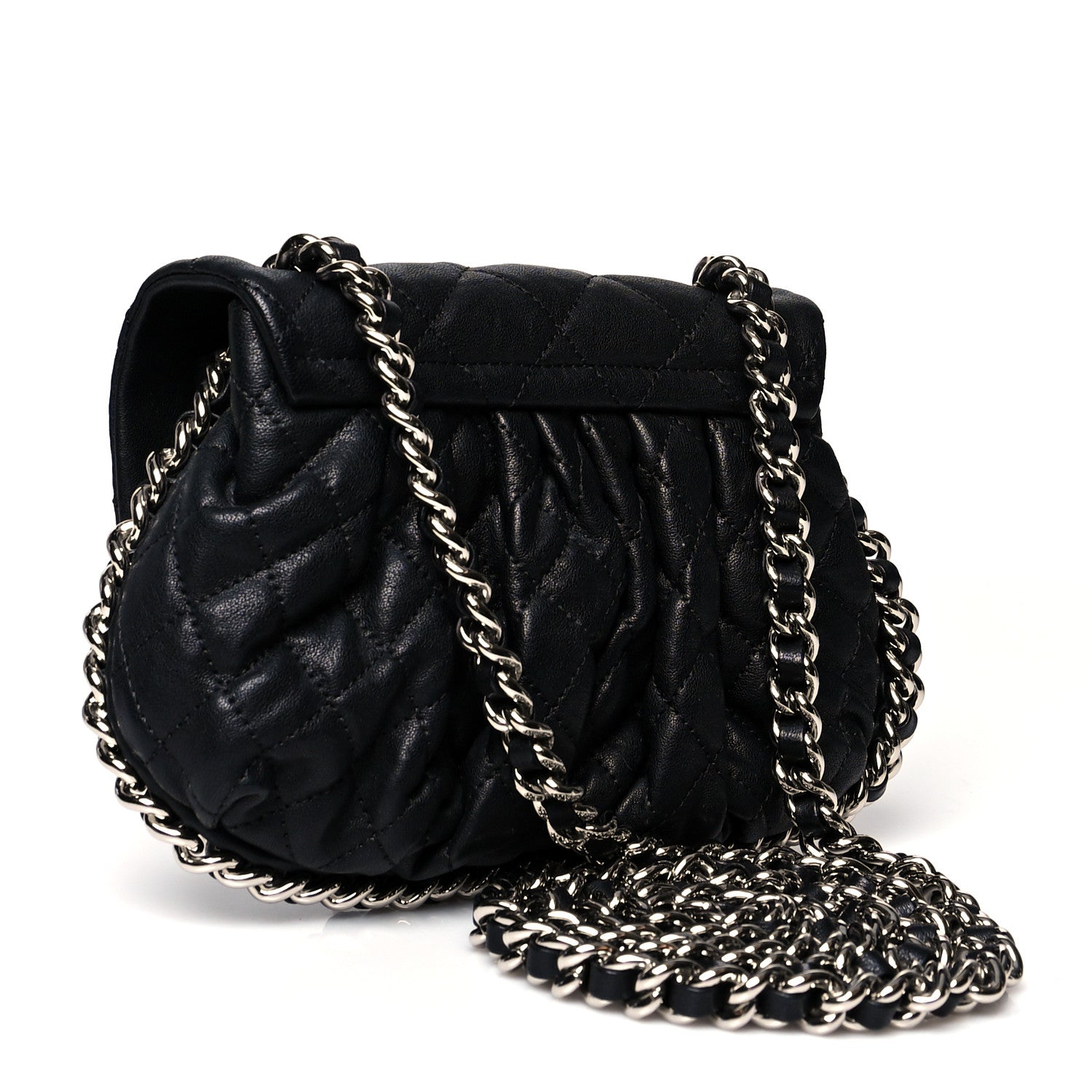 Chanel Washed Lambskin Quilted Mini Chain Around Flap Black 3 of 10