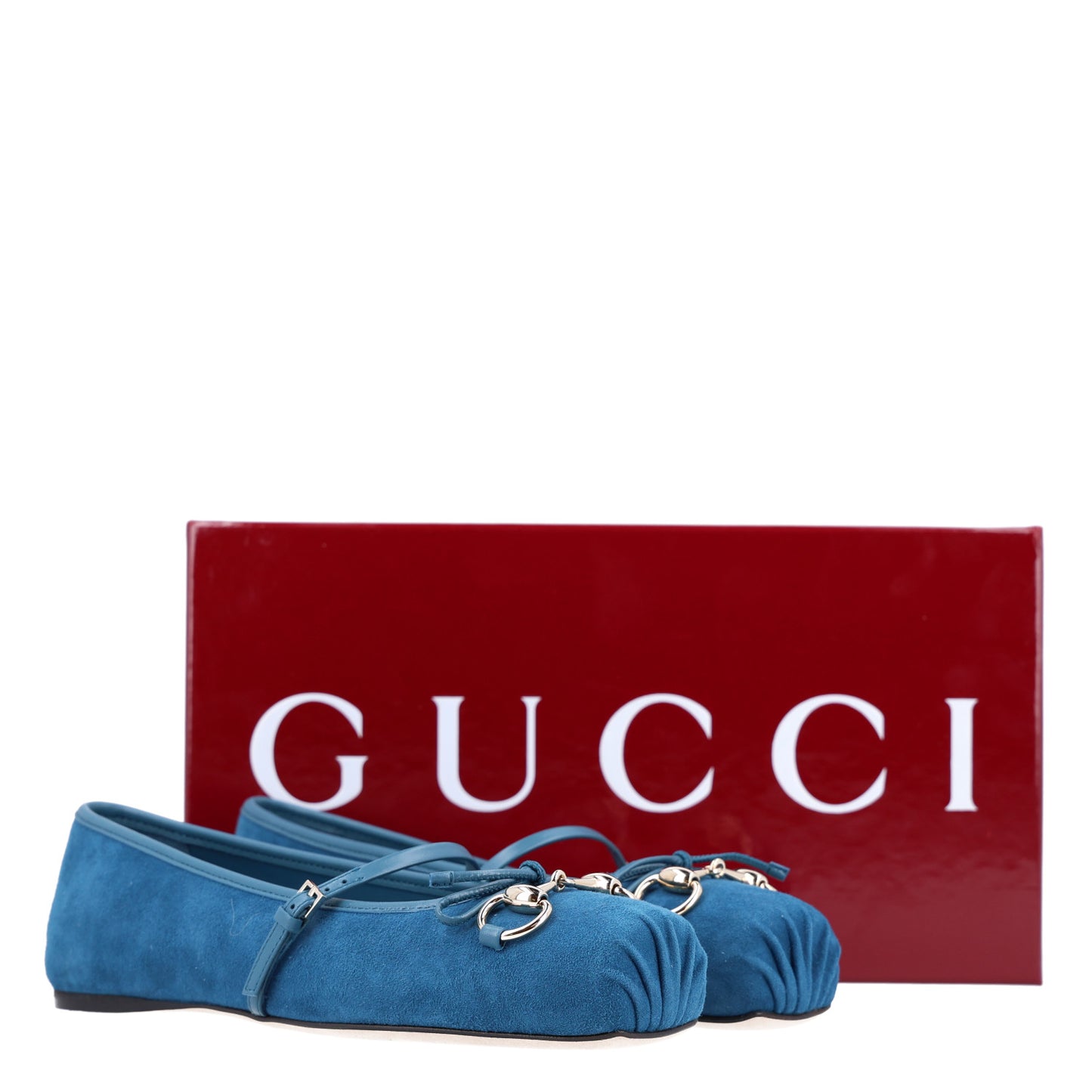 Kid Scamosciato Nappa Camargue Horsebit Ballet Flats 37 Deep Acqua