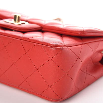 Chanel Lambskin Quilted Mini Rectangular Flap Red 12 of 14
