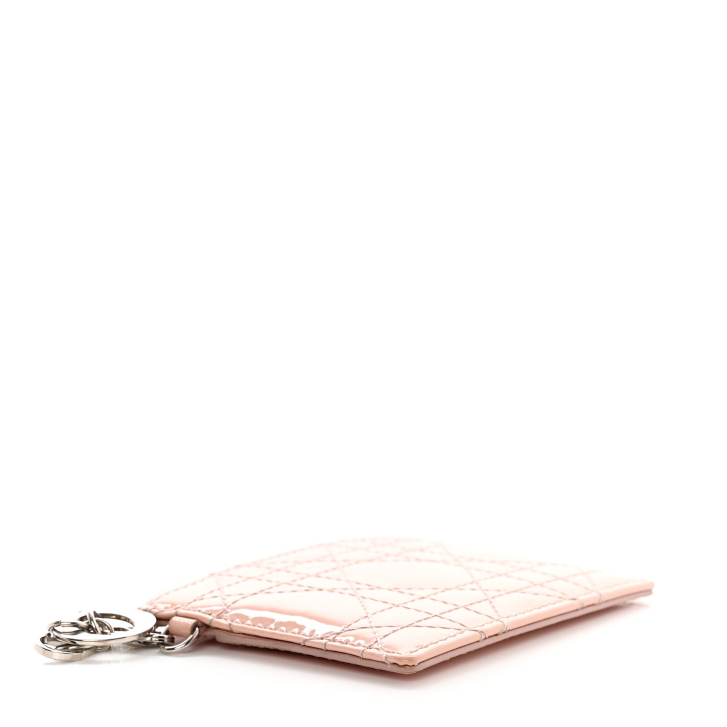 Patent Cannage Lady Dior Card Holder Rose Clair