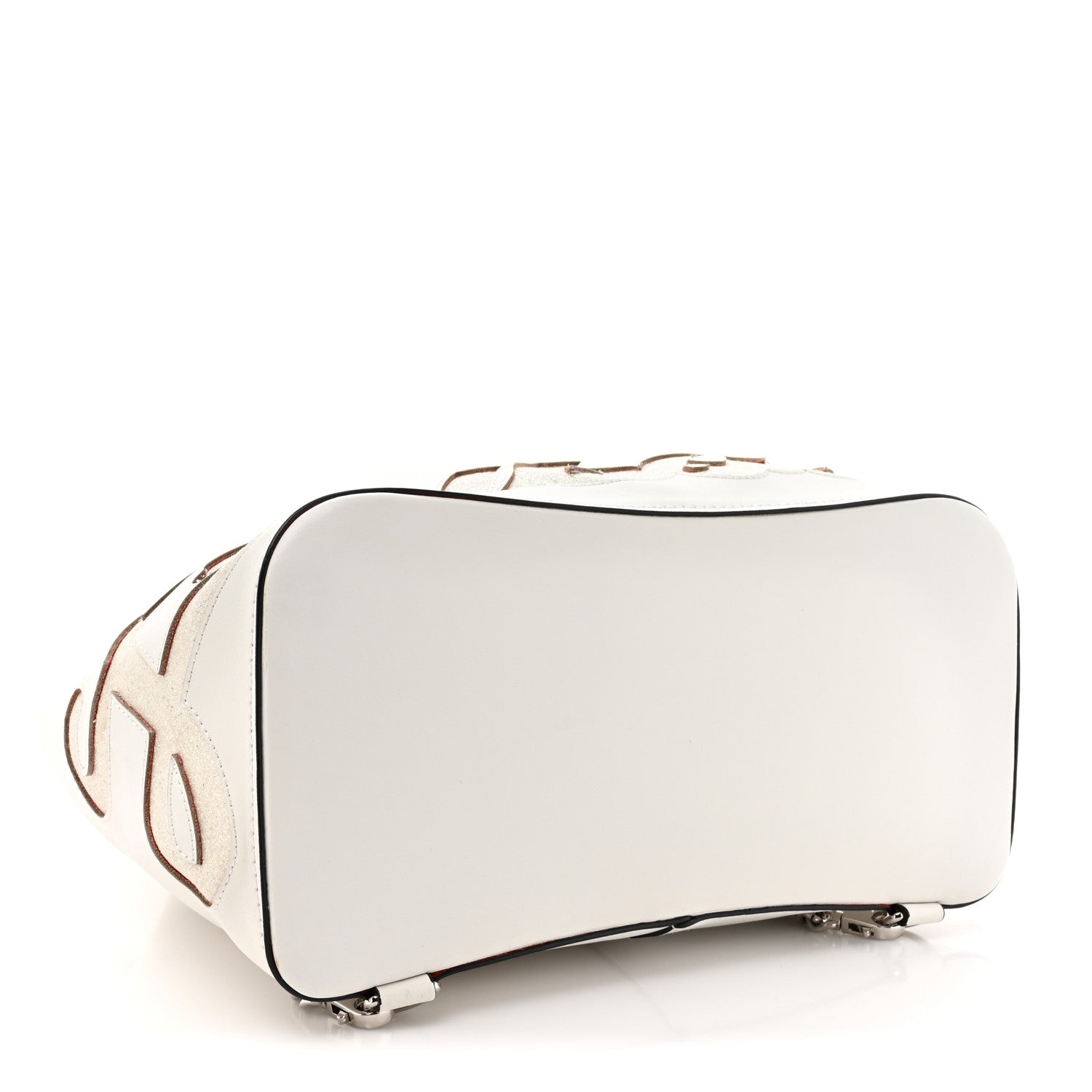 Christian Louboutin Calfskin Paris Marie Jane Perforated Glitter Logo Backpack White 4 of 13