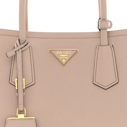 Prada Saffiano Cuir Medium Double Bag Cammeo Black 7 of 13