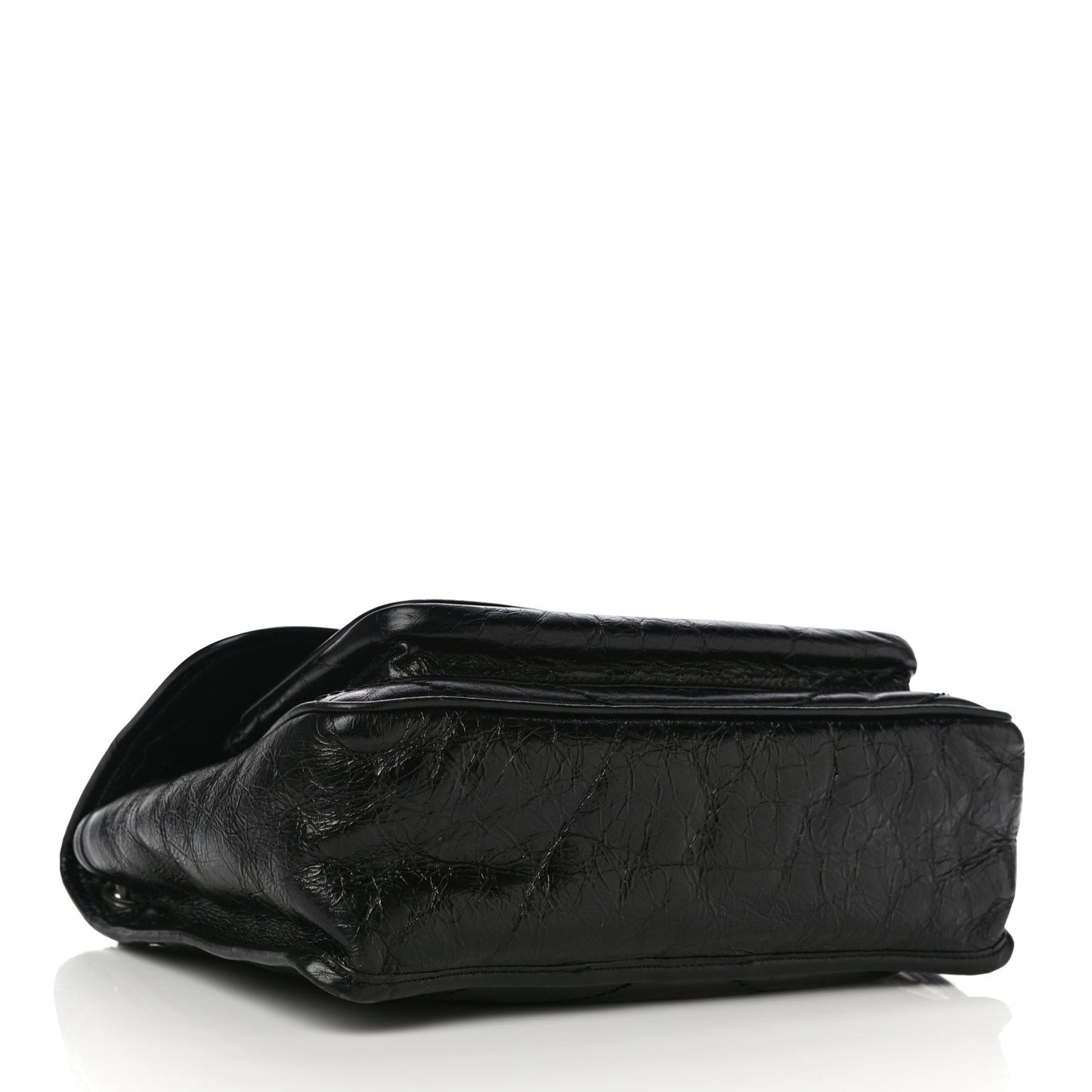 Crinkled Calfskin Matelasse Monogram Medium Niki Chain Satchel Black