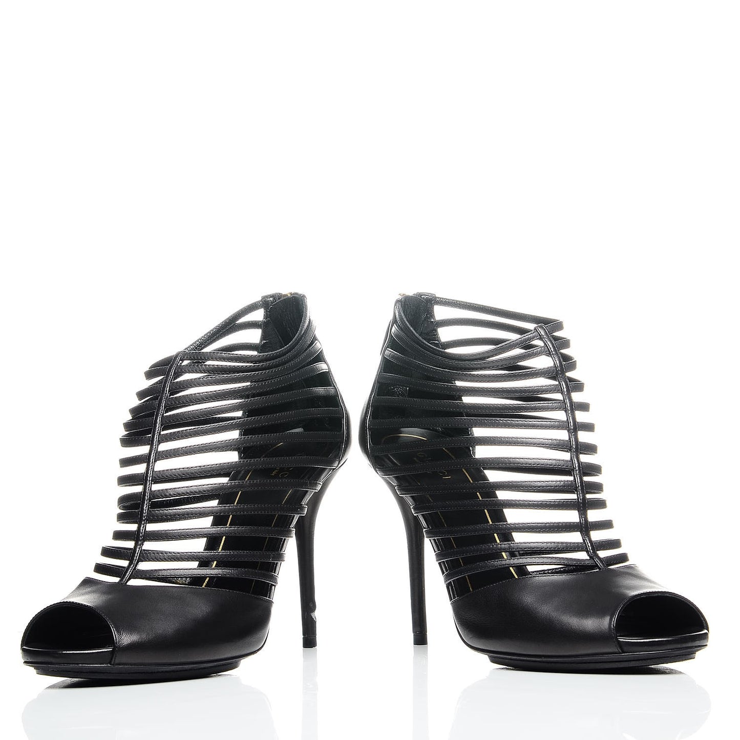 Saddle Soft Lux Peep Toe Caged Sandals 39 Black