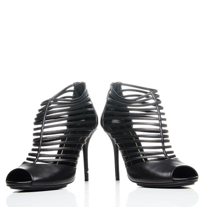 Gucci Saddle Soft Lux Peep Toe Caged Sandals 39 Black 7 of 11