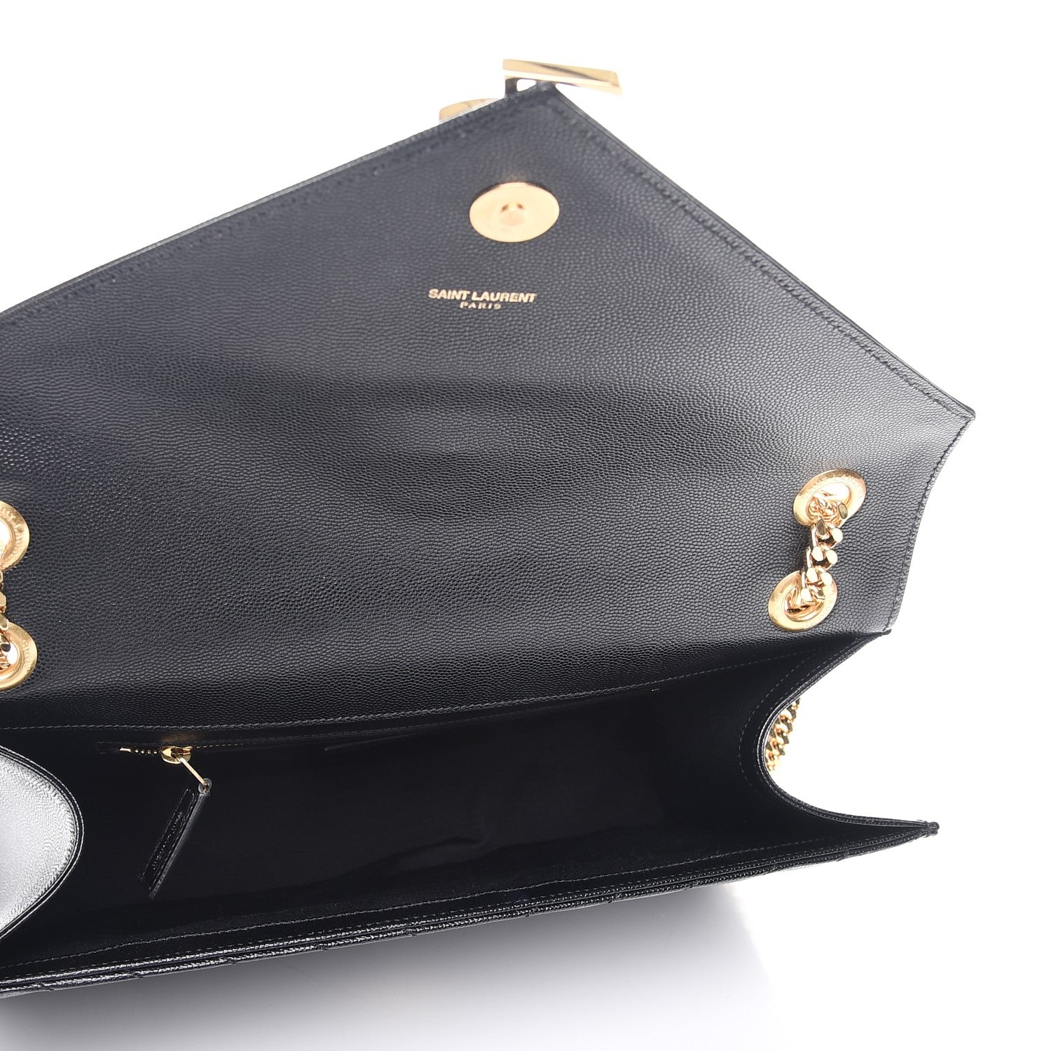 Saint Laurent Grain De Poudre Matelasse Chevron Large Monogram Satchel Black 5 of 7