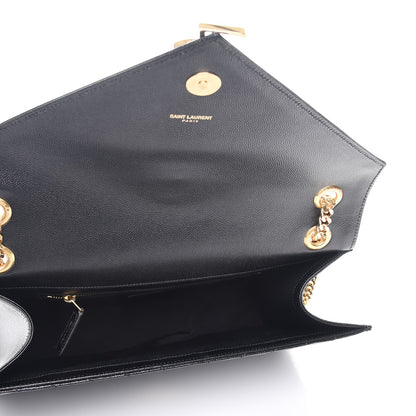 Saint Laurent Grain De Poudre Matelasse Chevron Large Monogram Satchel Black 5 of 7