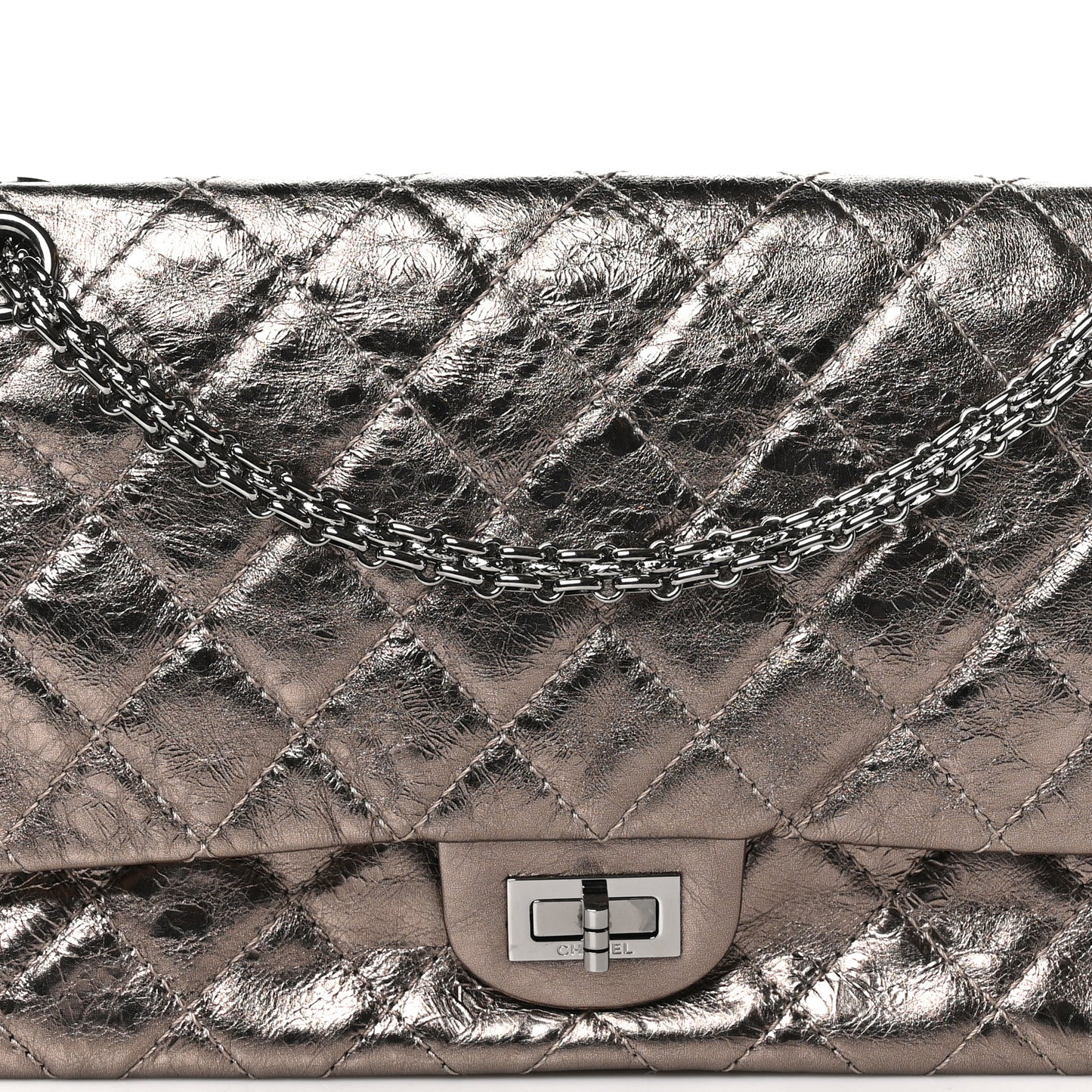 Metallic Aged Calfskin Quilted 2.55 Reissue 226 Flap Dark Gold