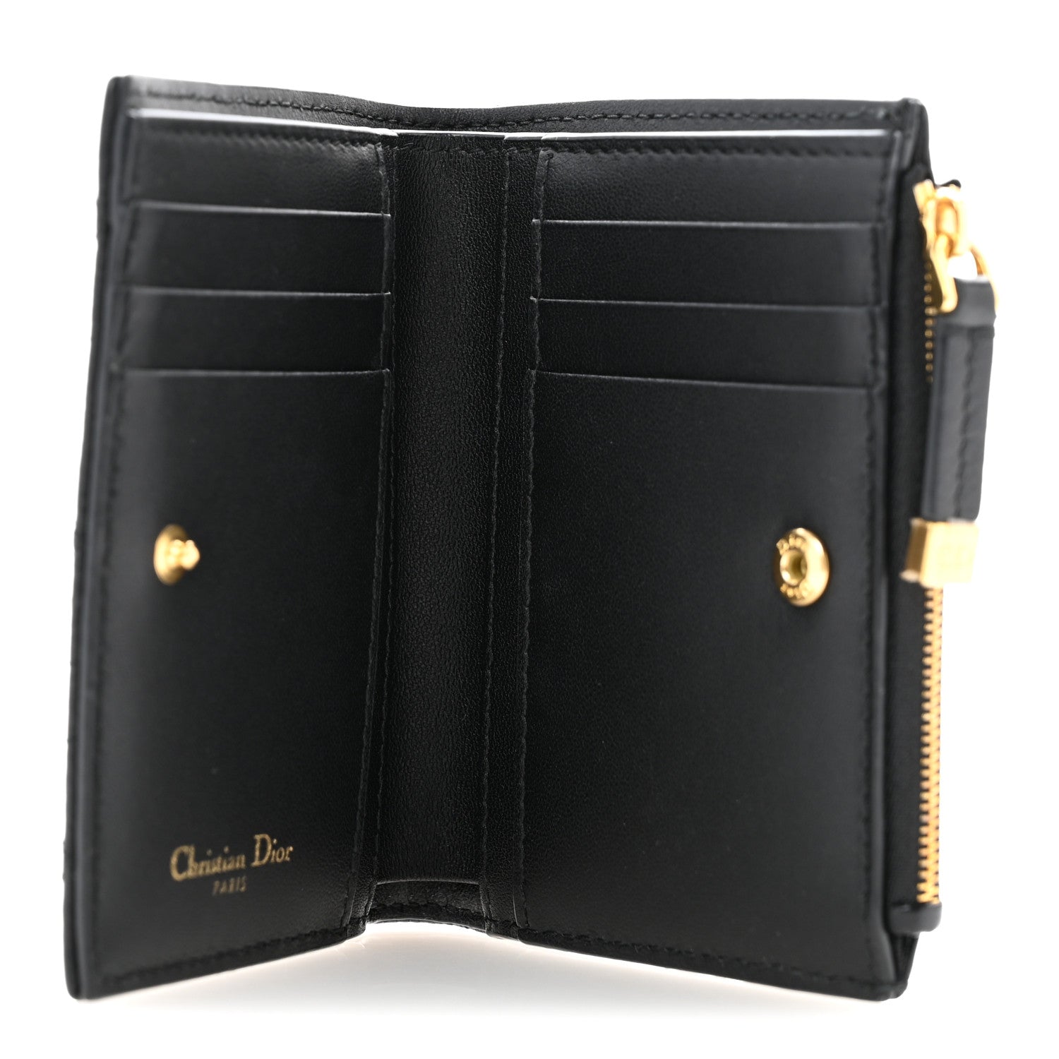 Christian Dior Grained Calfskin Supple Cannage Caro Dahlia Wallet