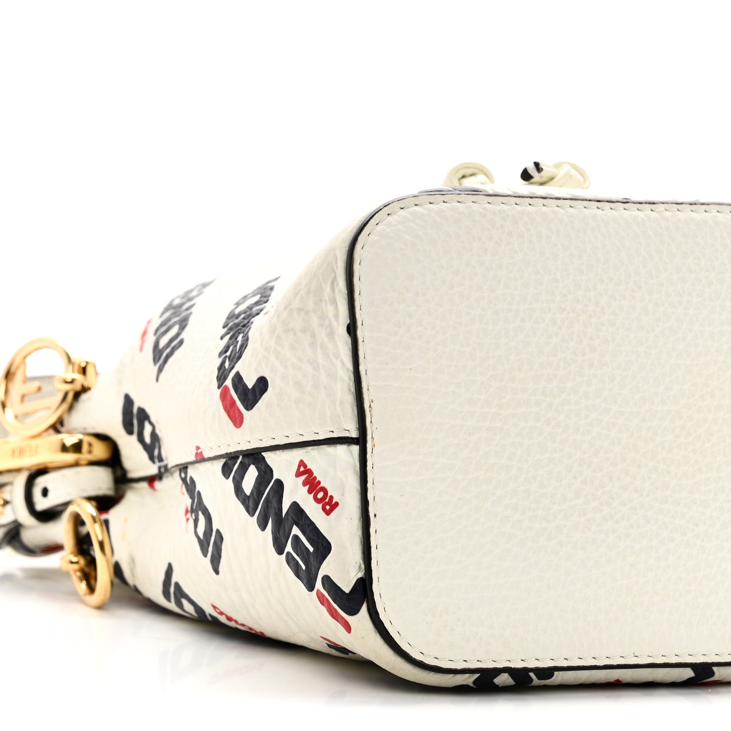 Fendi X FILA Vitello F is Fendi Mania Mini Mon Tresor Bucket Bag White 9 of 10