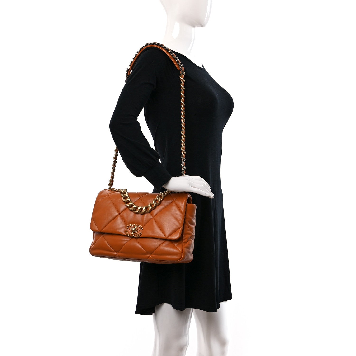 Chanel Lambskin Quilted Large Chanel 19 Flap Light Brown 2 of 9