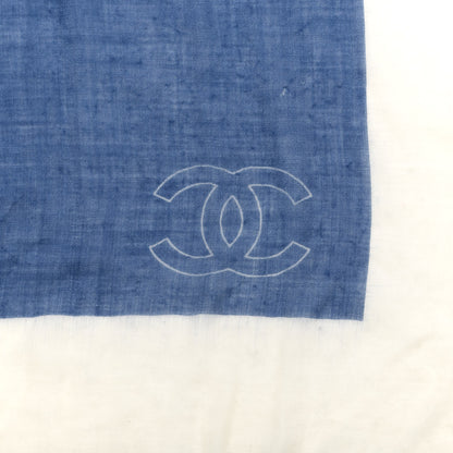 Chanel Cashmere Silk CC Fringe Scarf Blue White 3 of 3