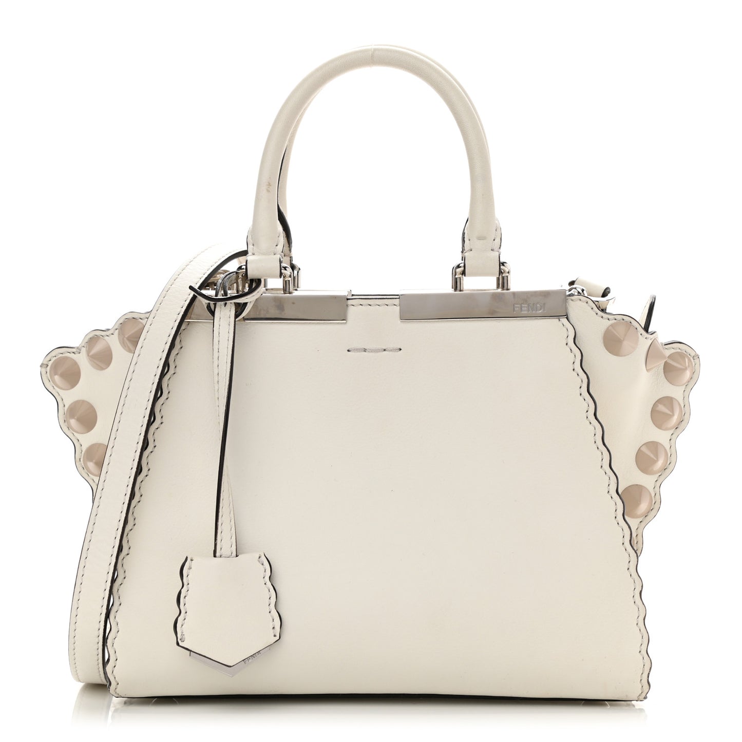 Vitello Scalloped Studded Mini 3Jours Tote Ice Cloude