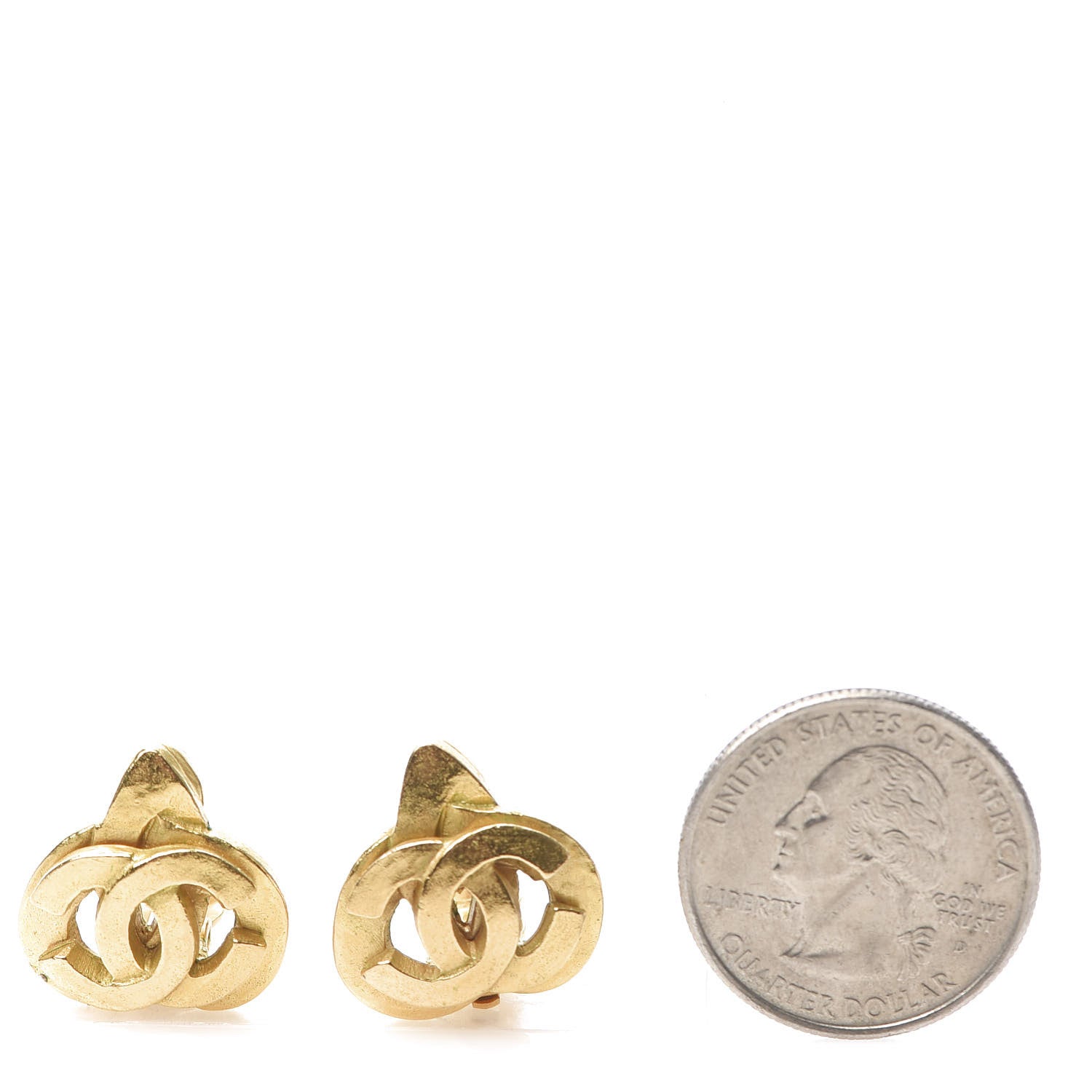 Chanel CC Heart Clip On Earrings Gold 2 of 5