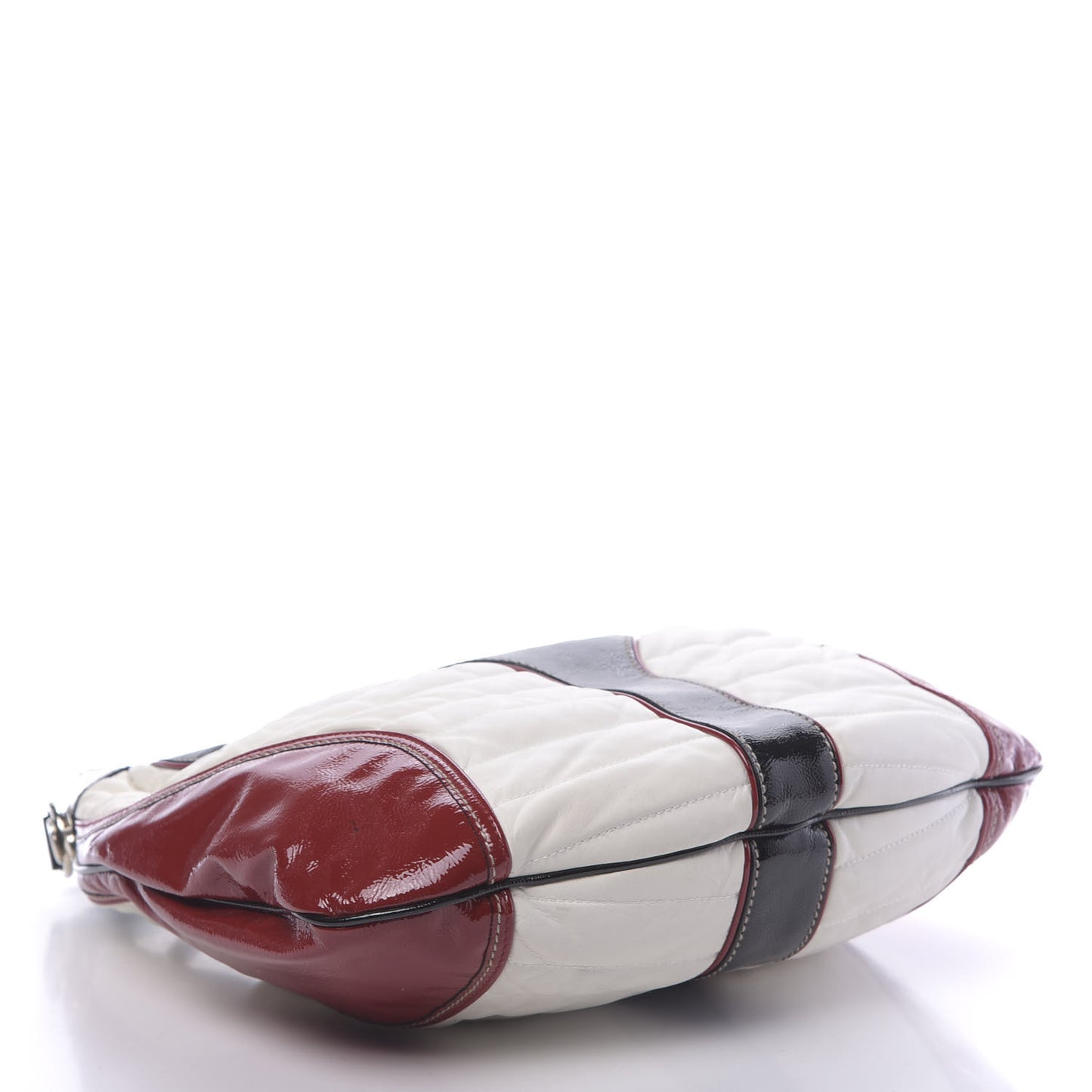 Patent Calfskin Medium Snow Glam Hobo Black White Red