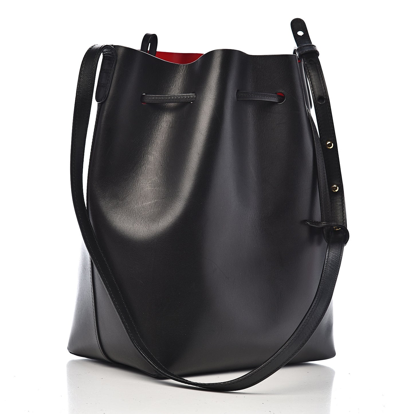 Vegetable Tanned Calfskin Bucket Bag Black Flamma