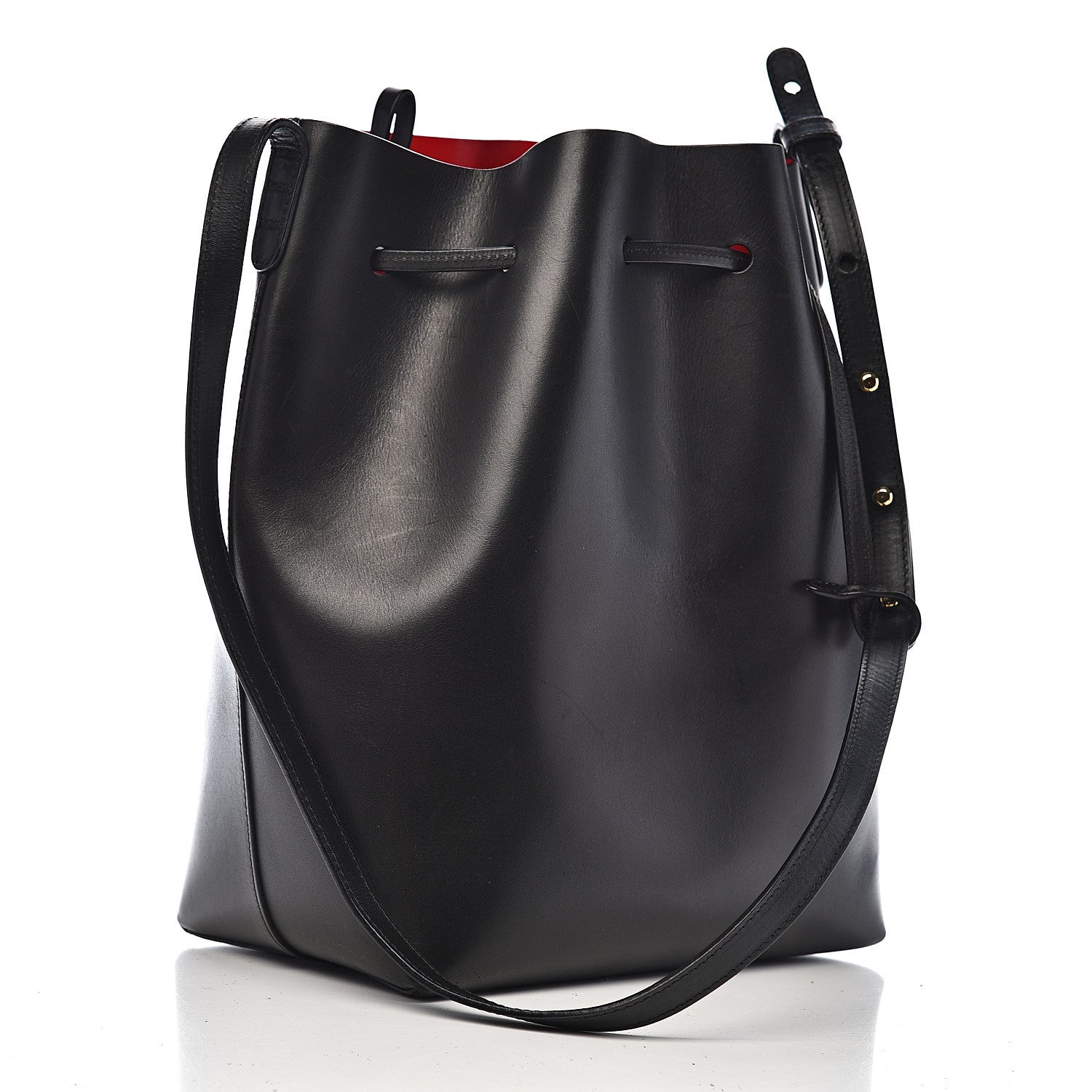 Mansur Gavriel Vegetable Tanned Calfskin Bucket Bag Black Flamma 2 of 13