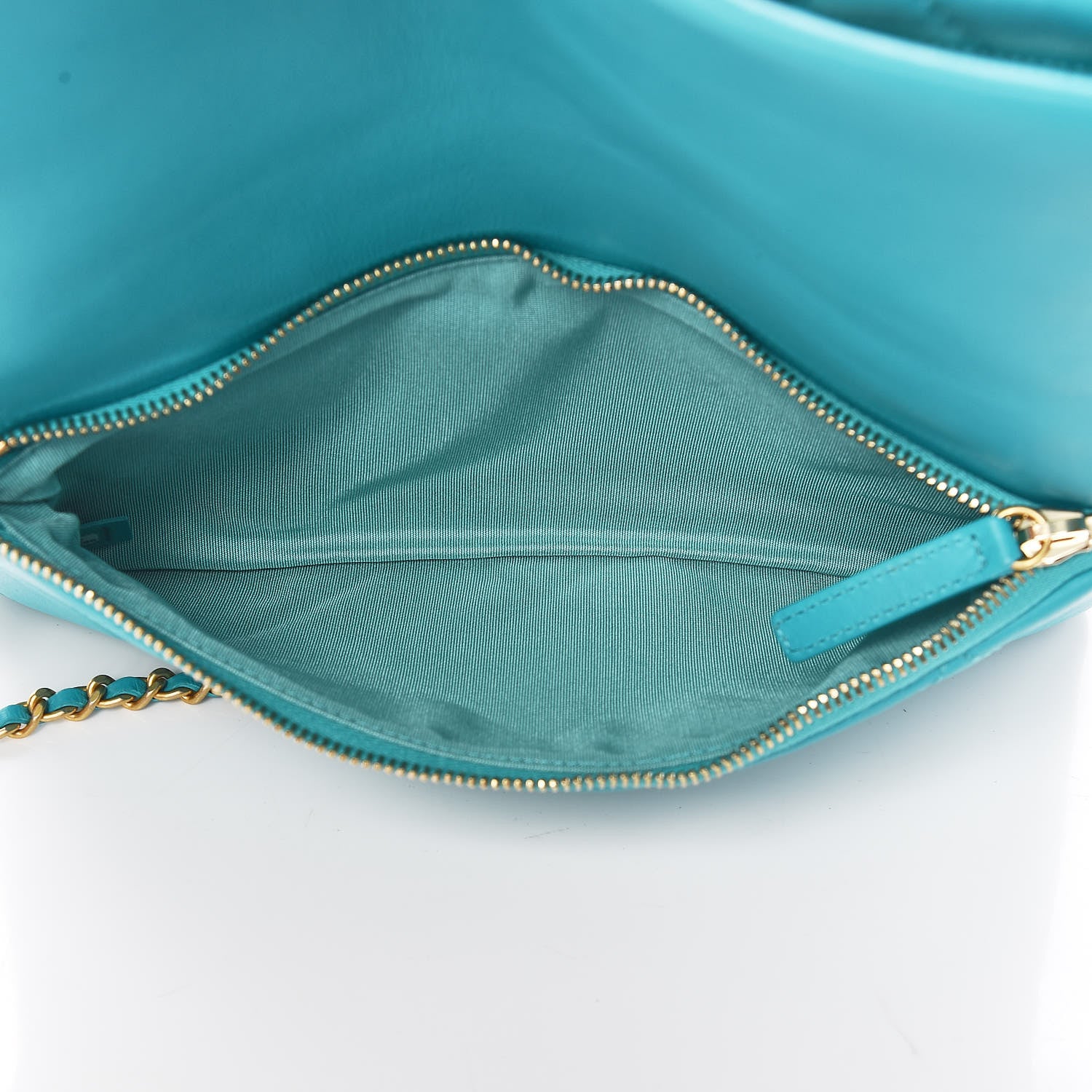 Chanel Calfskin Quilted Fold Over Clutch Turquoise 5 of 10
