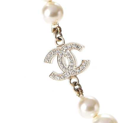 Chanel Crystal Pearl CC Short Necklace Gold 4 of 7