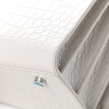 Saint Laurent Calfskin Crocodile Embossed Small Sac De Jour White Souffle 11 of 19